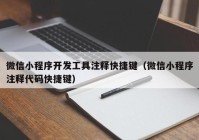 微信小程序开发工具注释快捷键（微信小程序注释代码快捷键）