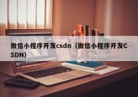 微信小程序开发csdn（微信小程序开发CSDN）