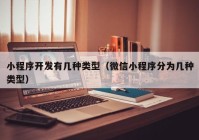 小程序开发有几种类型（微信小程序分为几种类型）