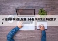 小程序开发团队配置（小程序开发团队配置表）