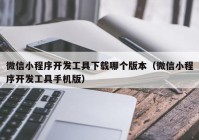 微信小程序开发工具下载哪个版本（微信小程序开发工具手机版）