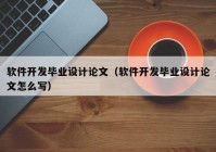 软件开发毕业设计论文（软件开发毕业设计论文怎么写）